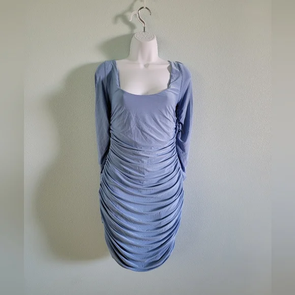 ‼️SOLD‼️Solid color blue bodycon dress - Picture 5 of 6